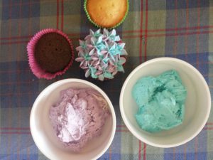 Ready-to-frost buttercream in bowls